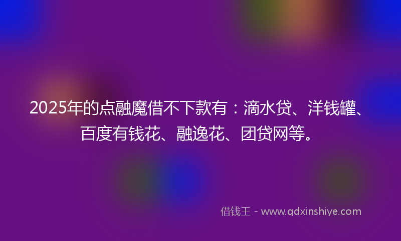 2025年的点融魔借不下款有：滴水贷、洋钱罐、百度有钱花、融逸花、团贷网等。
