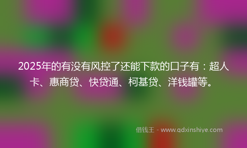 2025年的有没有风控了还能下款的口子有：超人卡、惠商贷、快贷通、柯基贷、洋钱罐等。