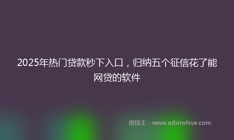 2025年热门贷款秒下入口，归纳五个征信花了能网贷的软件