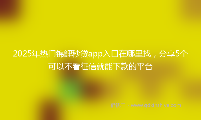 2025年热门锦鲤秒贷app入口在哪里找，分享5个可以不看征信就能下款的平台