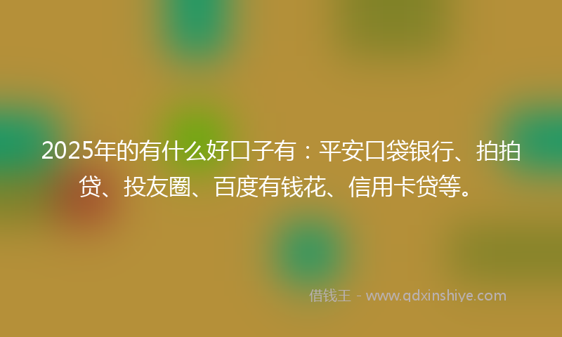 2025年的有什么好口子有：平安口袋银行、拍拍贷、投友圈、百度有钱花、信用卡贷等。