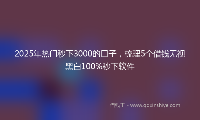 2025年热门秒下3000的口子，梳理5个借钱无视黑白100%秒下软件