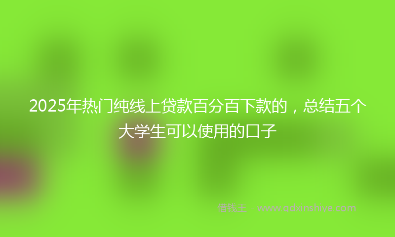 2025年热门纯线上贷款百分百下款的，总结五个大学生可以使用的口子