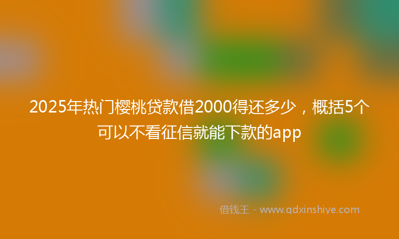2025年热门樱桃贷款借2000得还多少，概括5个可以不看征信就能下款的app