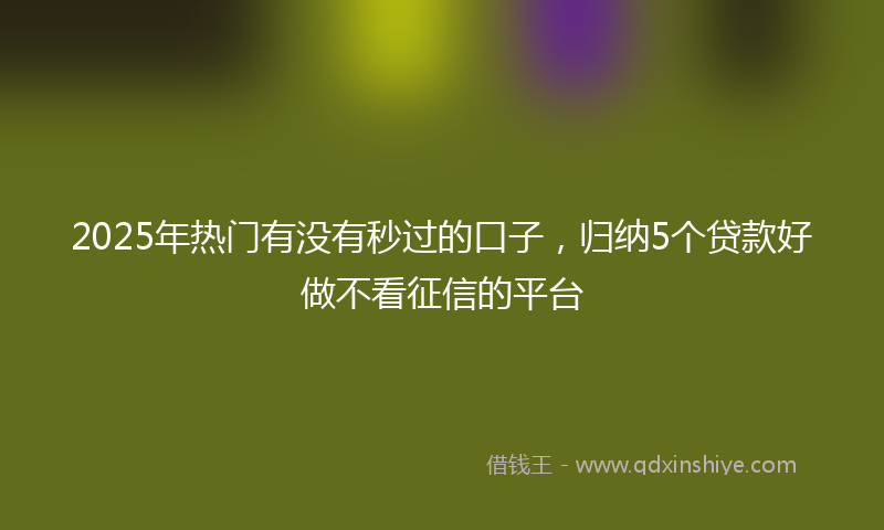 2025年热门有没有秒过的口子，归纳5个贷款好做不看征信的平台