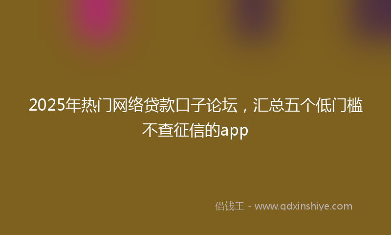 2025年热门网络贷款口子论坛，汇总五个低门槛不查征信的app