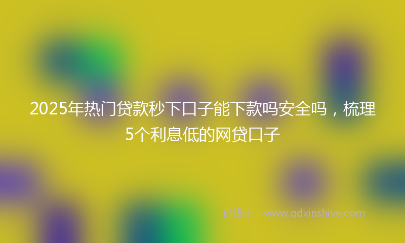 2025年热门贷款秒下口子能下款吗安全吗，梳理5个利息低的网贷口子