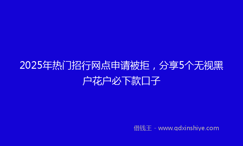 2025年热门招行网点申请被拒，分享5个无视黑户花户必下款口子