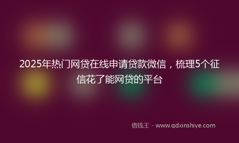 2025年热门网贷在线申请贷款微信，梳理5个征信花了能网贷的平台