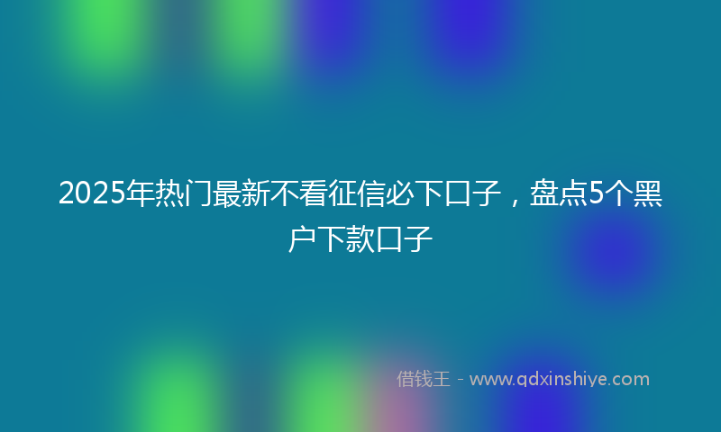 2025年热门最新不看征信必下口子，盘点5个黑户下款口子