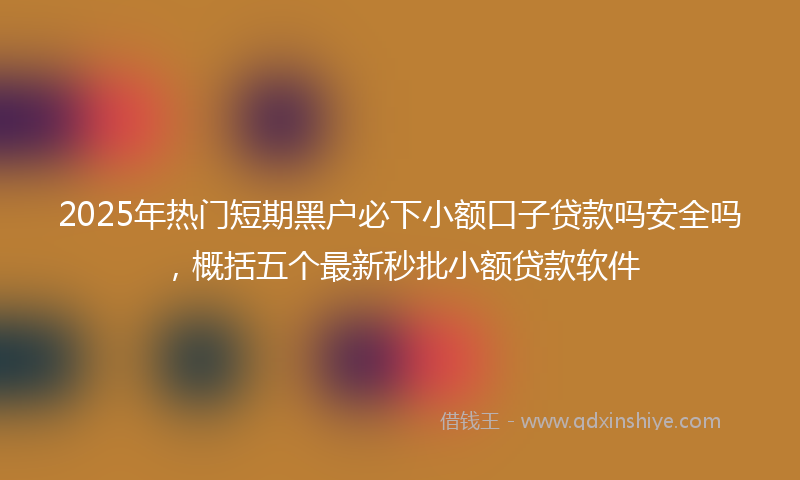 2025年热门短期黑户必下小额口子贷款吗安全吗，概括五个最新秒批小额贷款软件
