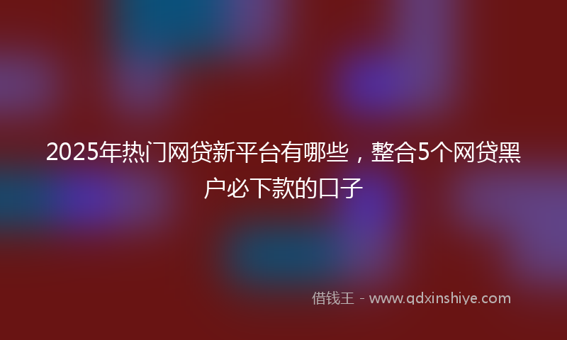 2025年热门网贷新平台有哪些，整合5个网贷黑户必下款的口子