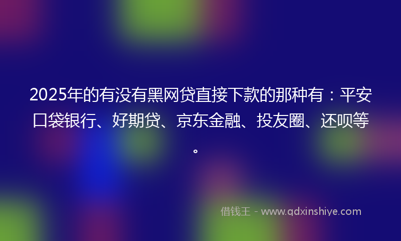 2025年的有没有黑网贷直接下款的那种有：平安口袋银行、好期贷、京东金融、投友圈、还呗等。