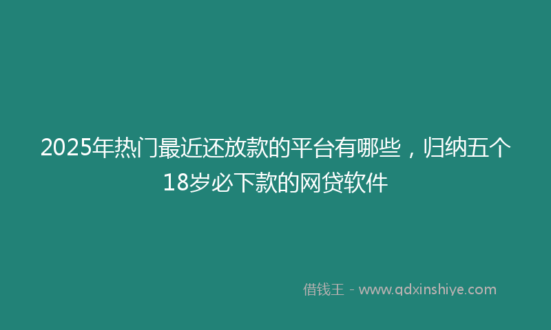 2025年热门最近还放款的平台有哪些，归纳五个18岁必下款的网贷软件