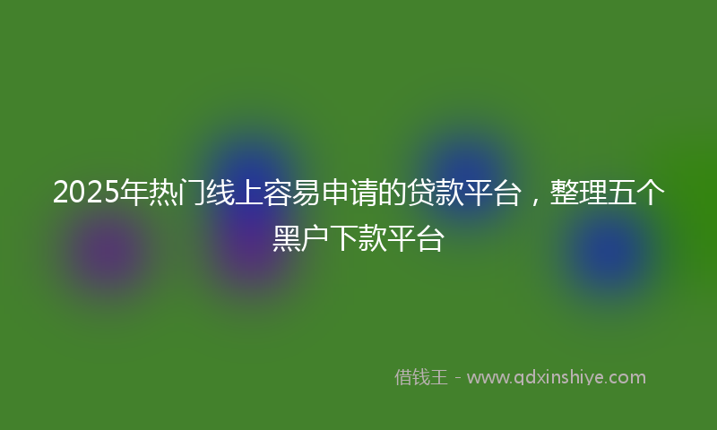 2025年热门线上容易申请的贷款平台，整理五个黑户下款平台