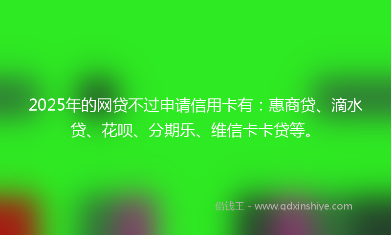 2025年的网贷不过申请信用卡有：惠商贷、滴水贷、花呗、分期乐、维信卡卡贷等。