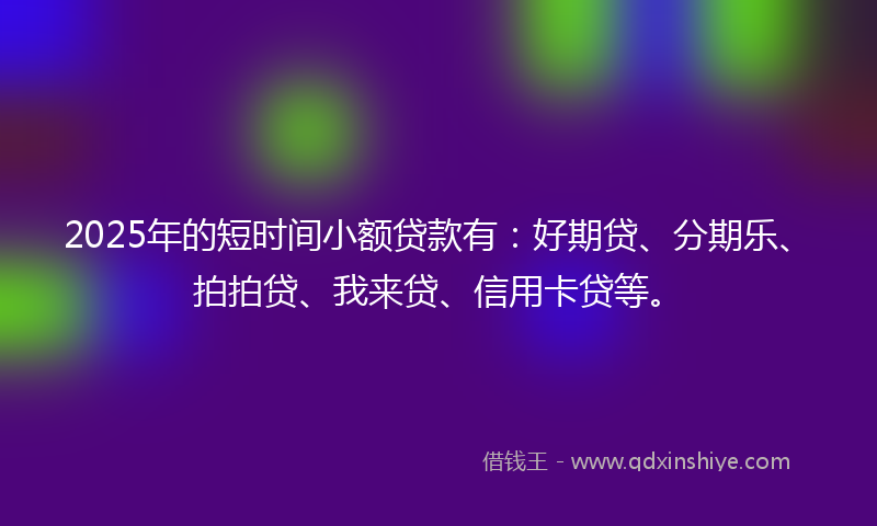 2025年的短时间小额贷款有：好期贷、分期乐、拍拍贷、我来贷、信用卡贷等。