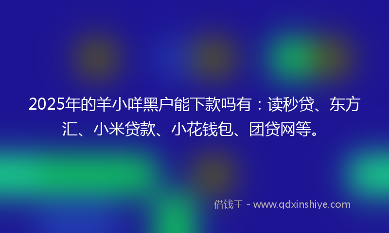 2025年的羊小咩黑户能下款吗有：读秒贷、东方汇、小米贷款、小花钱包、团贷网等。