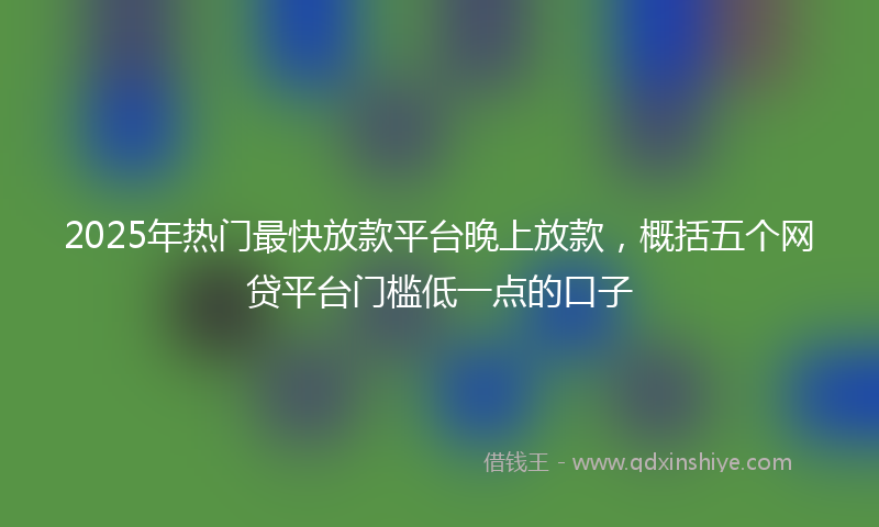 2025年热门最快放款平台晚上放款，概括五个网贷平台门槛低一点的口子