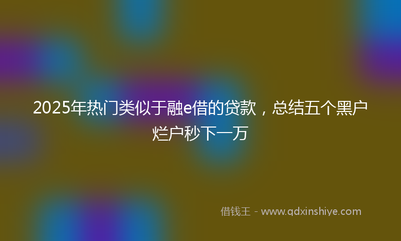 2025年热门类似于融e借的贷款，总结五个黑户烂户秒下一万