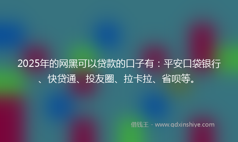 2025年的网黑可以贷款的口子有：平安口袋银行、快贷通、投友圈、拉卡拉、省呗等。