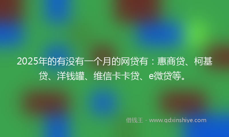 2025年的有没有一个月的网贷有：惠商贷、柯基贷、洋钱罐、维信卡卡贷、e微贷等。