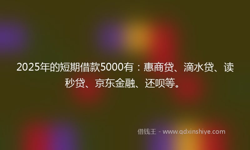 2025年的短期借款5000有：惠商贷、滴水贷、读秒贷、京东金融、还呗等。