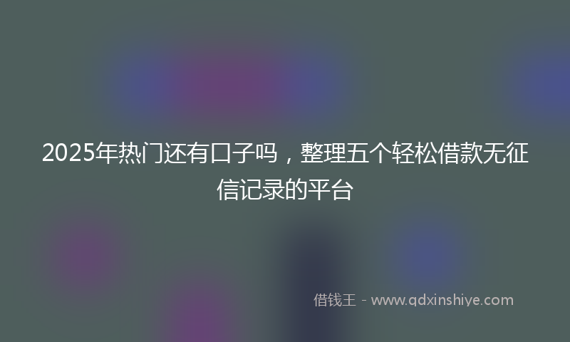 2025年热门还有口子吗，整理五个轻松借款无征信记录的平台