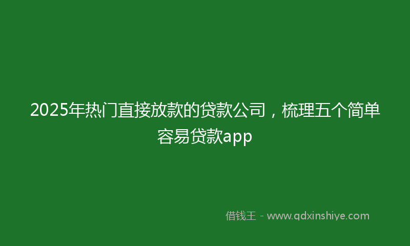 2025年热门直接放款的贷款公司，梳理五个简单容易贷款app