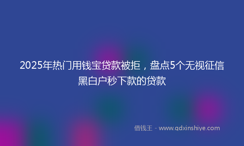 2025年热门用钱宝贷款被拒，盘点5个无视征信黑白户秒下款的贷款