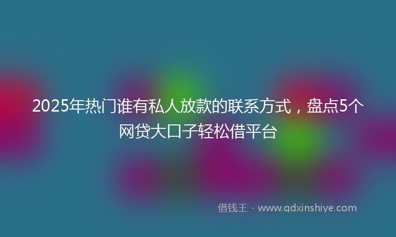 2025年热门谁有私人放款的联系方式，盘点5个网贷大口子轻松借平台
