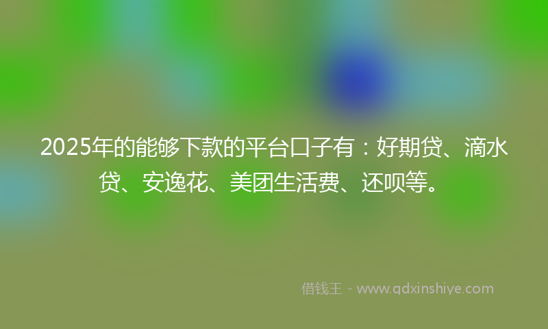 2025年的能够下款的平台口子有：好期贷、滴水贷、安逸花、美团生活费、还呗等。