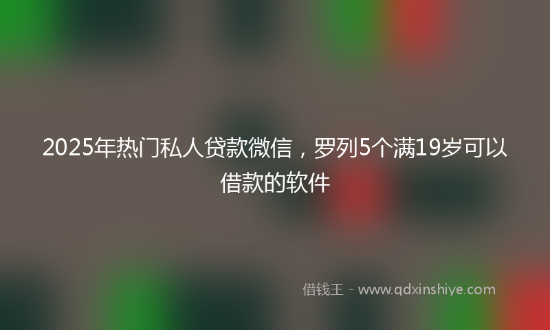 2025年热门私人贷款微信，罗列5个满19岁可以借款的软件
