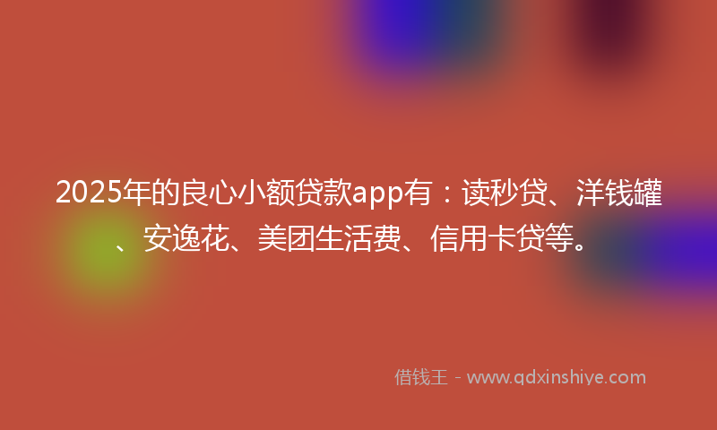2025年的良心小额贷款app有：读秒贷、洋钱罐、安逸花、美团生活费、信用卡贷等。