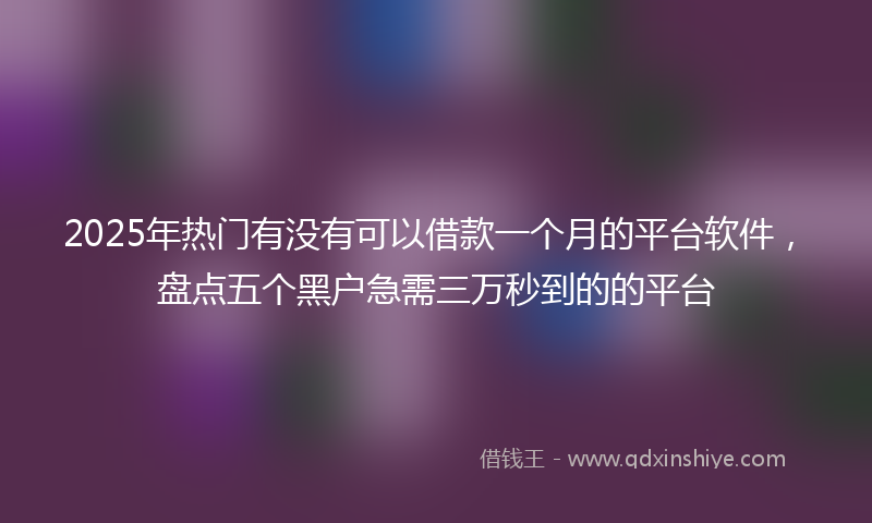 2025年热门有没有可以借款一个月的平台软件，盘点五个黑户急需三万秒到的的平台