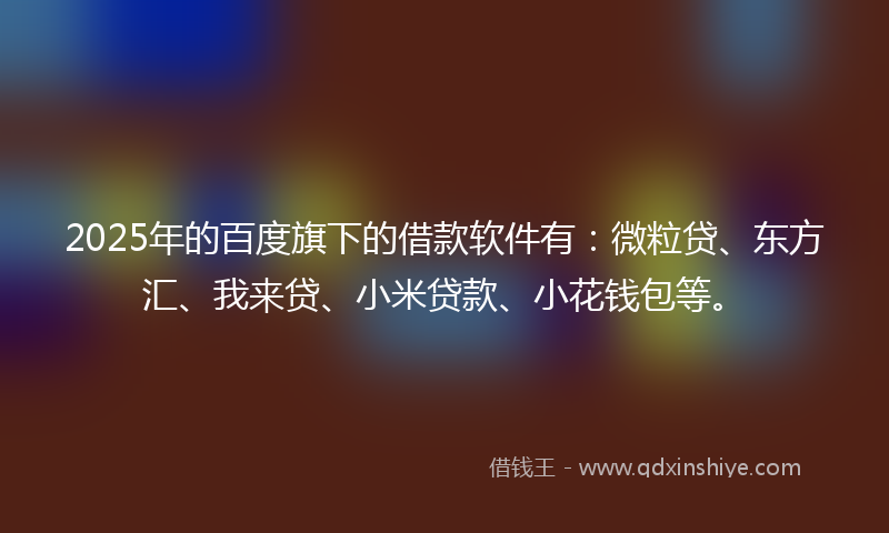 2025年的百度旗下的借款软件有：微粒贷、东方汇、我来贷、小米贷款、小花钱包等。