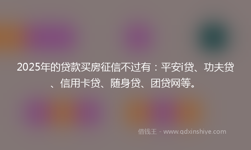 2025年的贷款买房征信不过有：平安i贷、功夫贷、信用卡贷、随身贷、团贷网等。
