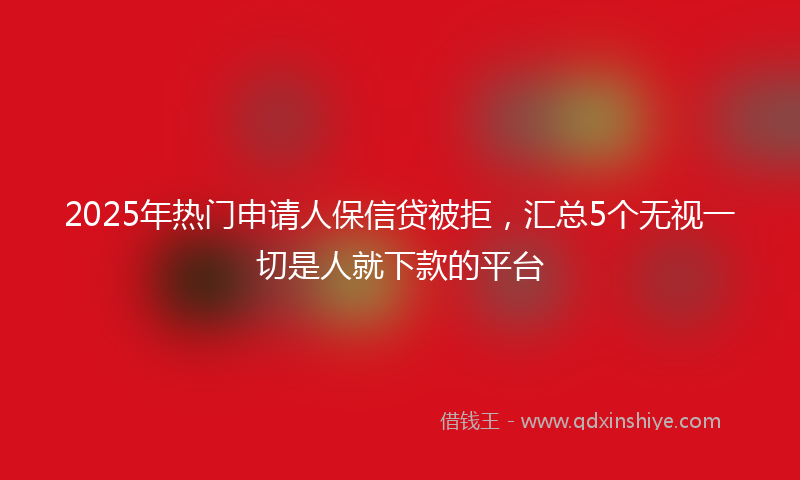 2025年热门申请人保信贷被拒，汇总5个无视一切是人就下款的平台