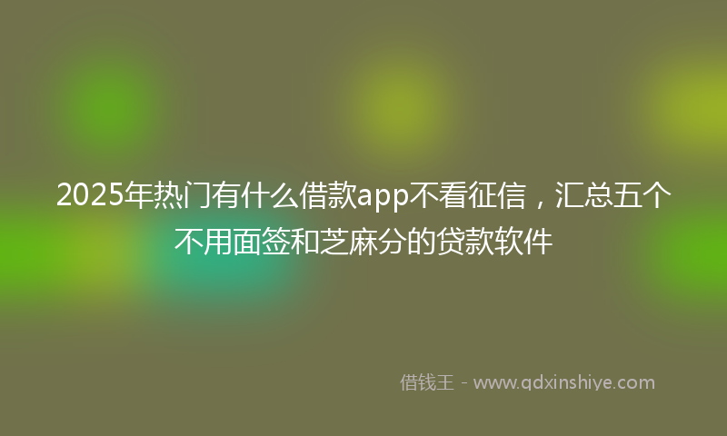 2025年热门有什么借款app不看征信，汇总五个不用面签和芝麻分的贷款软件