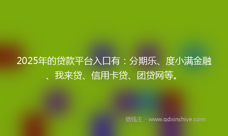 2025年的贷款平台入口有：分期乐、度小满金融、我来贷、信用卡贷、团贷网等。