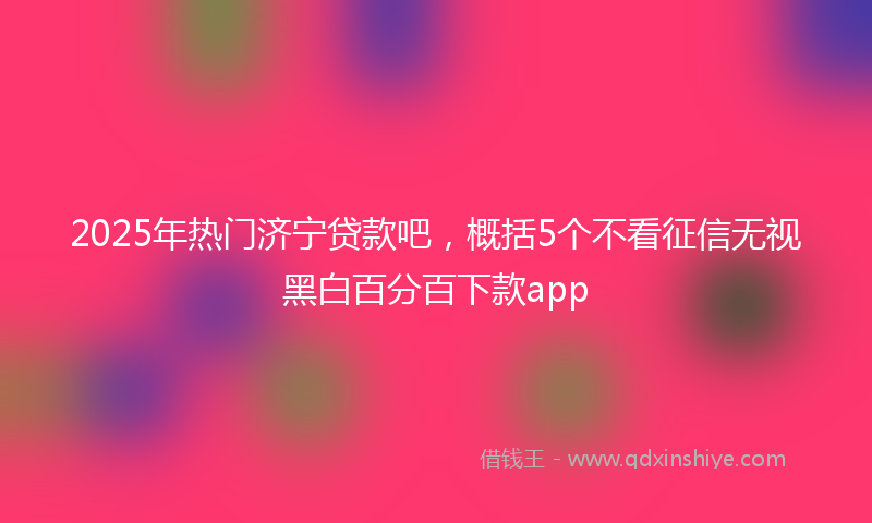2025年热门济宁贷款吧，概括5个不看征信无视黑白百分百下款app