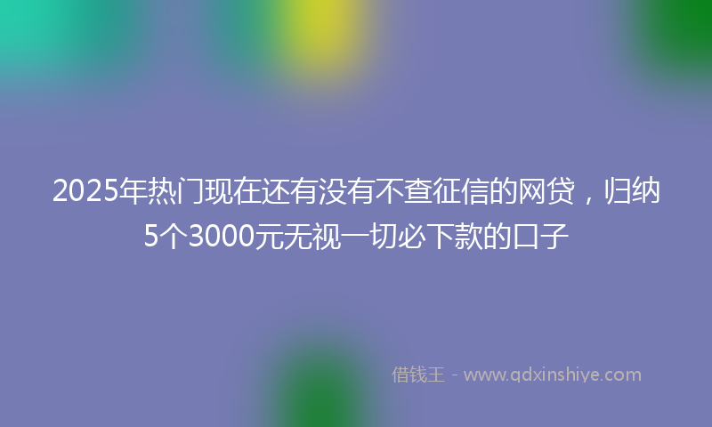 2025年热门现在还有没有不查征信的网贷，归纳5个3000元无视一切必下款的口子
