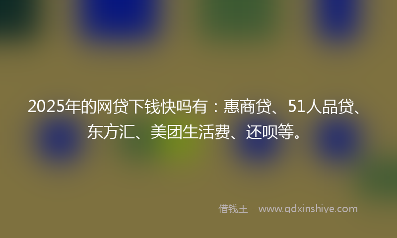 2025年的网贷下钱快吗有：惠商贷、51人品贷、东方汇、美团生活费、还呗等。