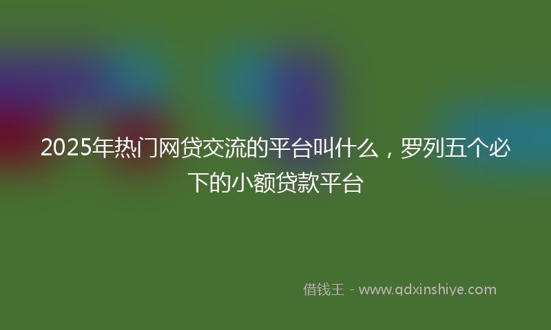 2025年热门网贷交流的平台叫什么，罗列五个必下的小额贷款平台