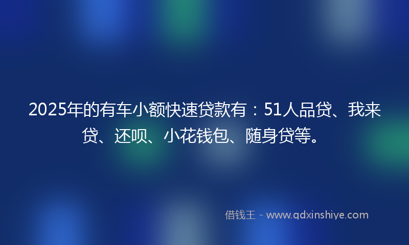 2025年的有车小额快速贷款有：51人品贷、我来贷、还呗、小花钱包、随身贷等。
