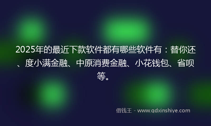 2025年的最近下款软件都有哪些软件有：替你还、度小满金融、中原消费金融、小花钱包、省呗等。