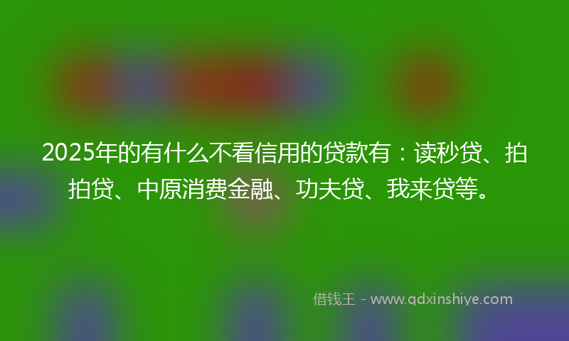 2025年的有什么不看信用的贷款有：读秒贷、拍拍贷、中原消费金融、功夫贷、我来贷等。