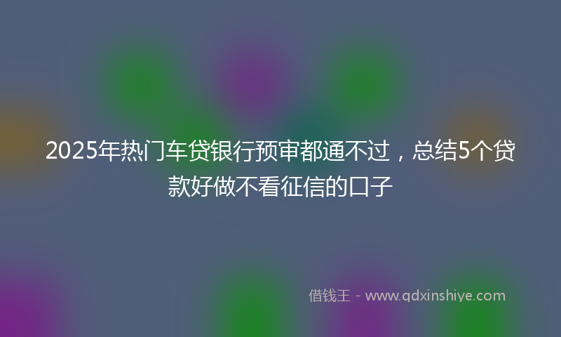 2025年热门车贷银行预审都通不过，总结5个贷款好做不看征信的口子