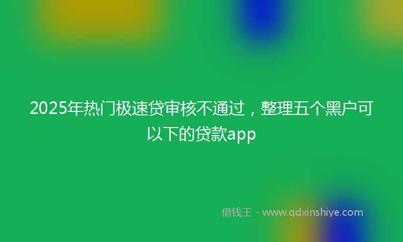 2025年热门极速贷审核不通过，整理五个黑户可以下的贷款app