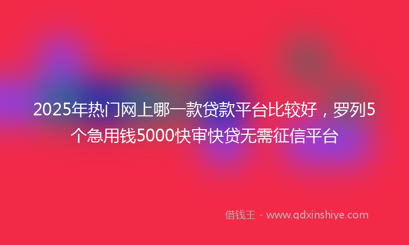 2025年热门网上哪一款贷款平台比较好，罗列5个急用钱5000快审快贷无需征信平台